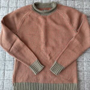 LL Bean Signature Organic Cotton Rollneck Sweater Fair Isle - Olive - M Tall